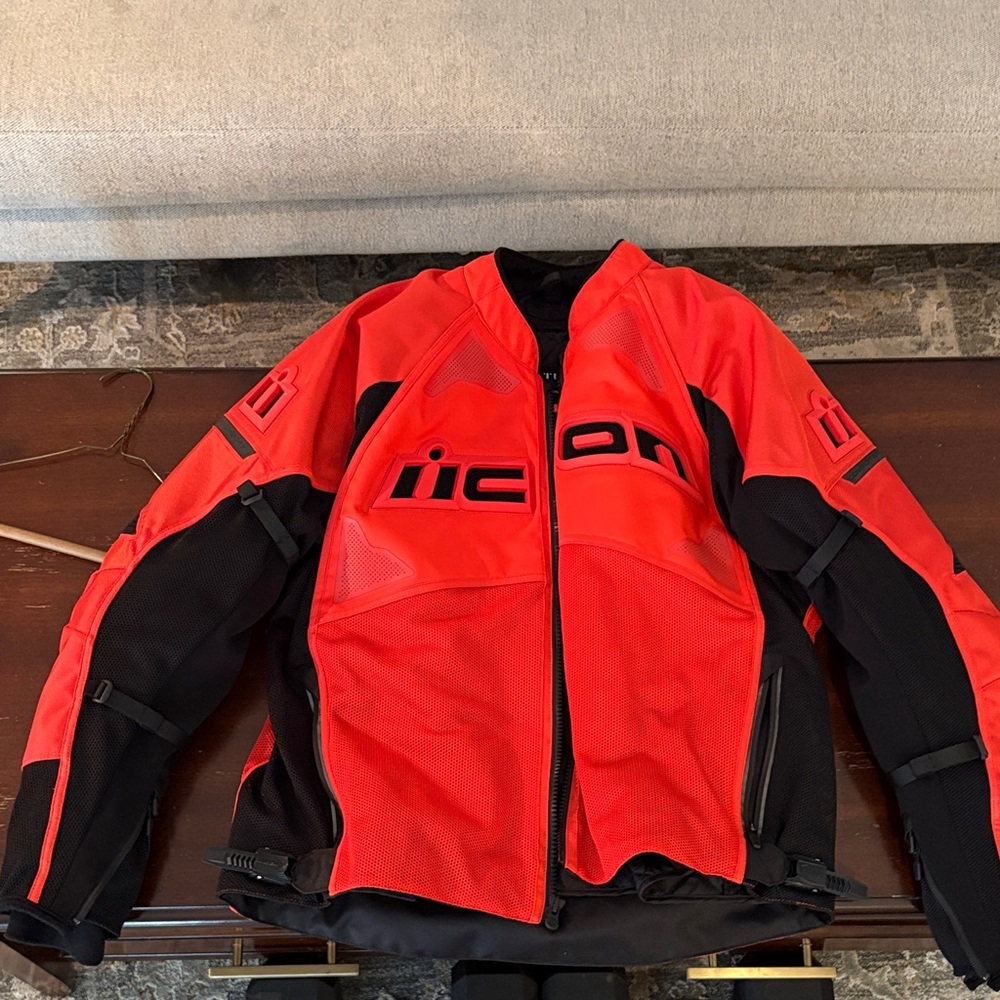 ICON Bold Red and Black Riding Jacket